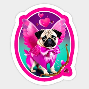 Cupid Pug! Sticker